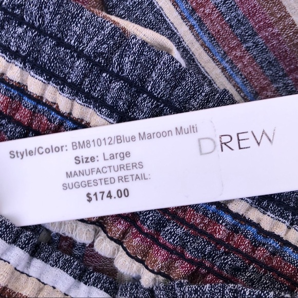 NWT DREW Wide Leg Cropped Striped Linen Pants - Picture 6 of 6